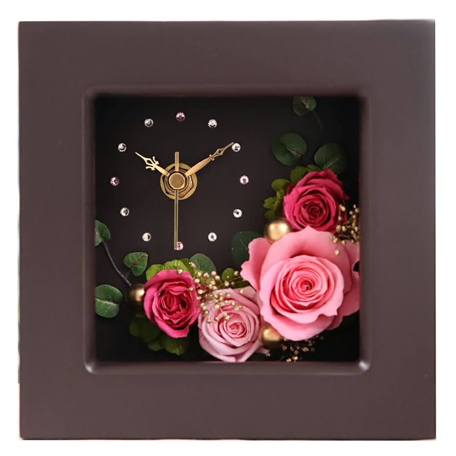 プリザ置き時計 Amazon.co.jp: IPFA プリザーブドフラワー 置き時計 バラの